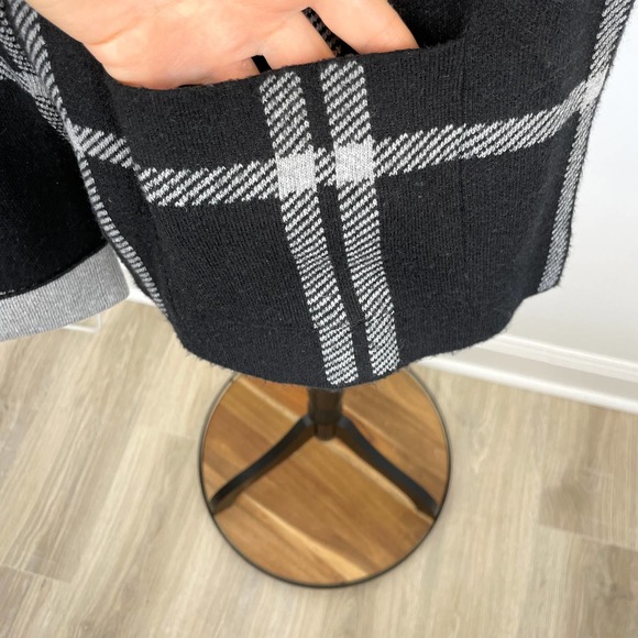 Rain Windowpane Open Front Sweater Jacket In Black Gray Size Small New - Picture 5 of 10